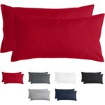 Komfortec Kissenbezug 40x80 2er Set - 100% Mikrofaser, Weich & Atmungsaktiv, mit Reißverschluss - Kopfkissenbezug - Waschbar & Pflegeleicht - Rot