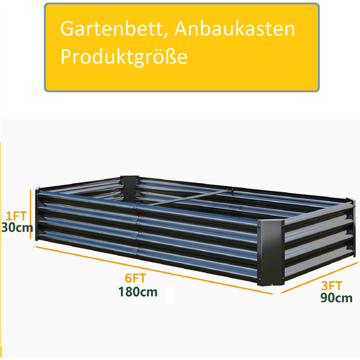 Homerecommend Hochbeet 180x90x30 cm, Gartenbett und Pflanzenkasten aus verzinktem Stahl, für Gemüse und Kräuter, Schwarz – Bild 9