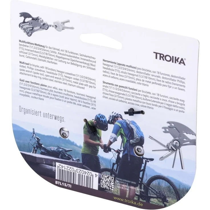 Troika Multifunktions-Werkzeug für das Fahrrad mit 18 Funktionen titanfarben – Bild 2
