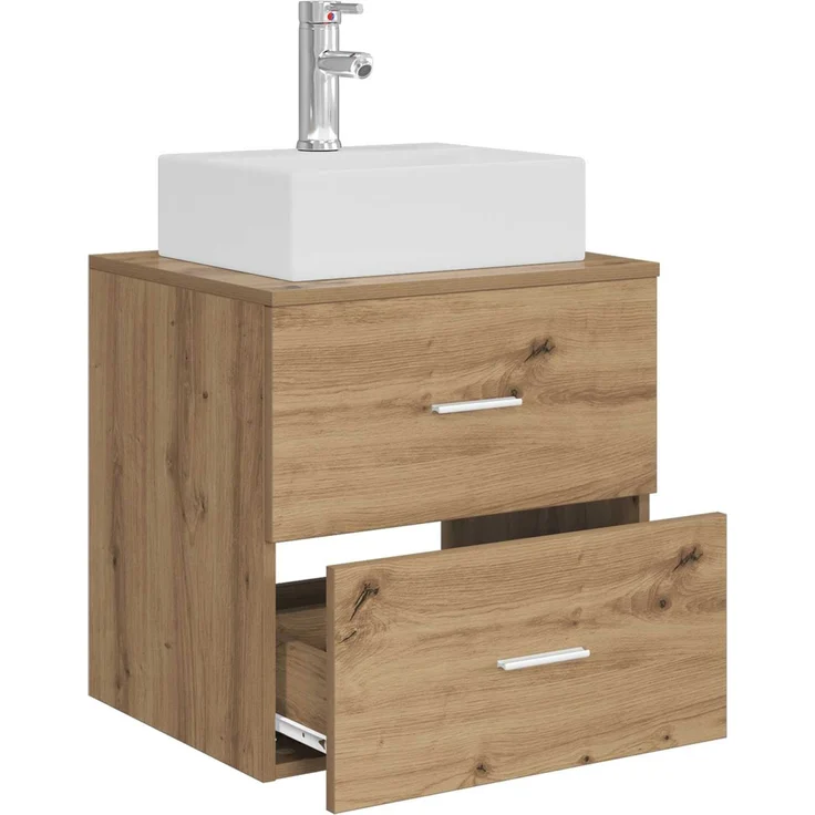 vidaXL Wandmontierter Waschbeckenunterschrank Artisan-Eiche 890285 – Bild 3