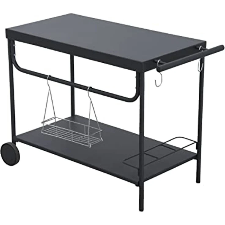 LECO Grill-Serviertisch, mit Rollen und Zubehör, Stahlrohr anthrazit, 100x47x73 cm – Bild 1