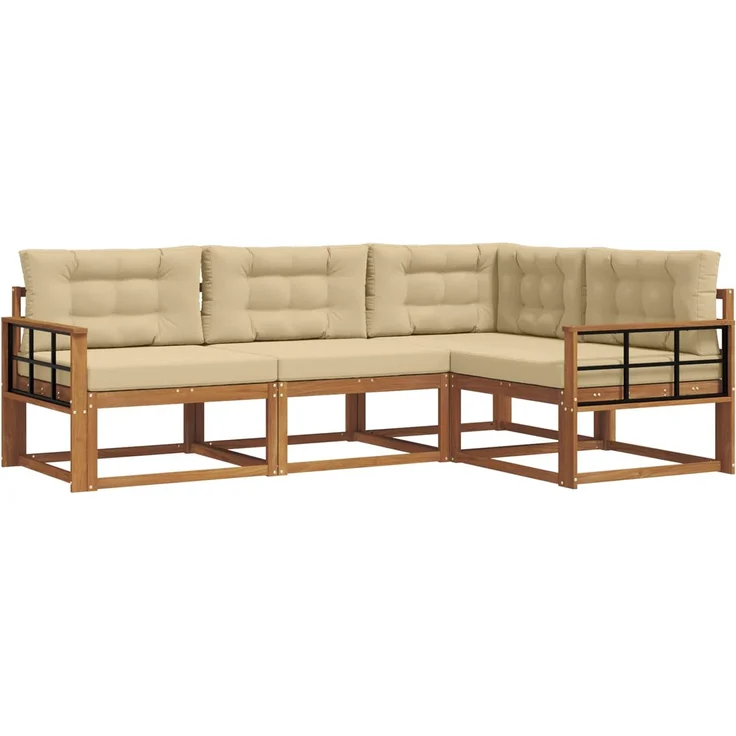 vidaXL Outdoor-Sofagarnitur 4 stk. 4-Sitzer Natur und Beige 3367521 – Bild 2