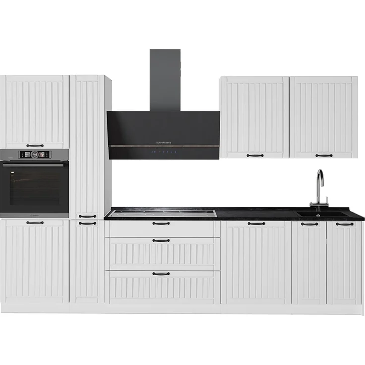 Küchenzeile Fame-Line Weiß Landhaus/Weiß 310 cm, AP Anthrazit Vicco – Bild 1
