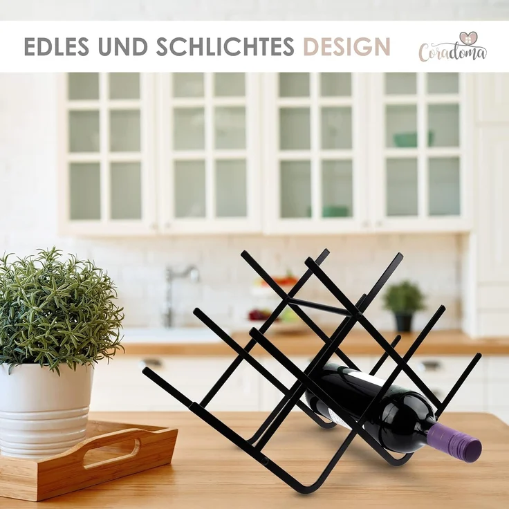 Coradoma Weinregal Weinregal Schwarz Metall für 8 Flaschen Wein und Getränke – Bild 6