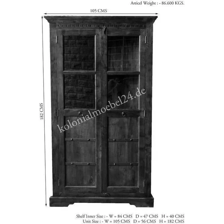 Eckschrank Akazie 108x57x183 nougat lackiert OXFORD #410 – Bild 5