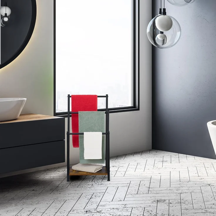 Relaxdays Handtuchständer 3 Stangen & Ablage – Bild 2