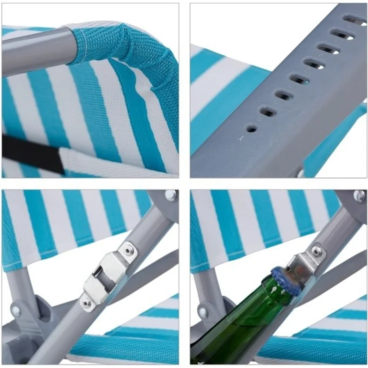 Klappbarer Liegestuhl mit Nackenkissen – Bild 9