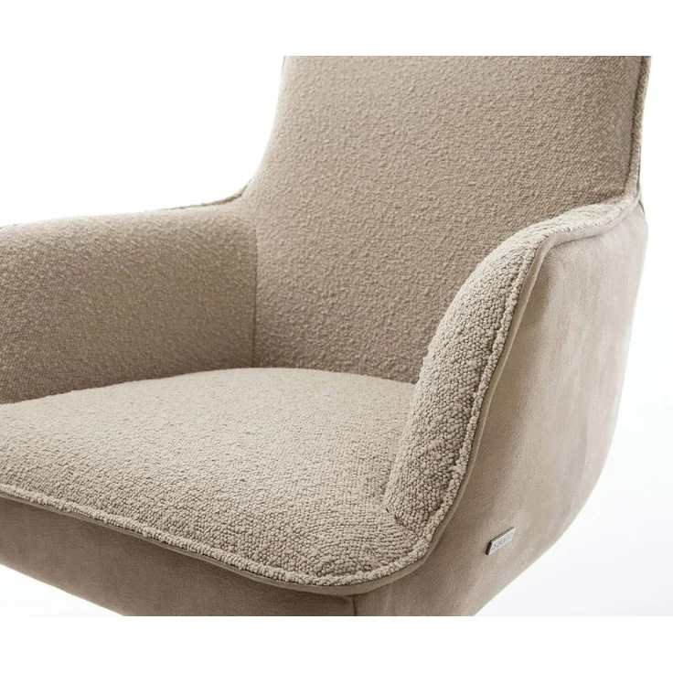 Drehstuhl Heira-Flex mit Armlehnen Materialmix Schlamm Kreuzgestell breit Effektfinish Titan 360° drehbar Taschenfederkern – Bild 6