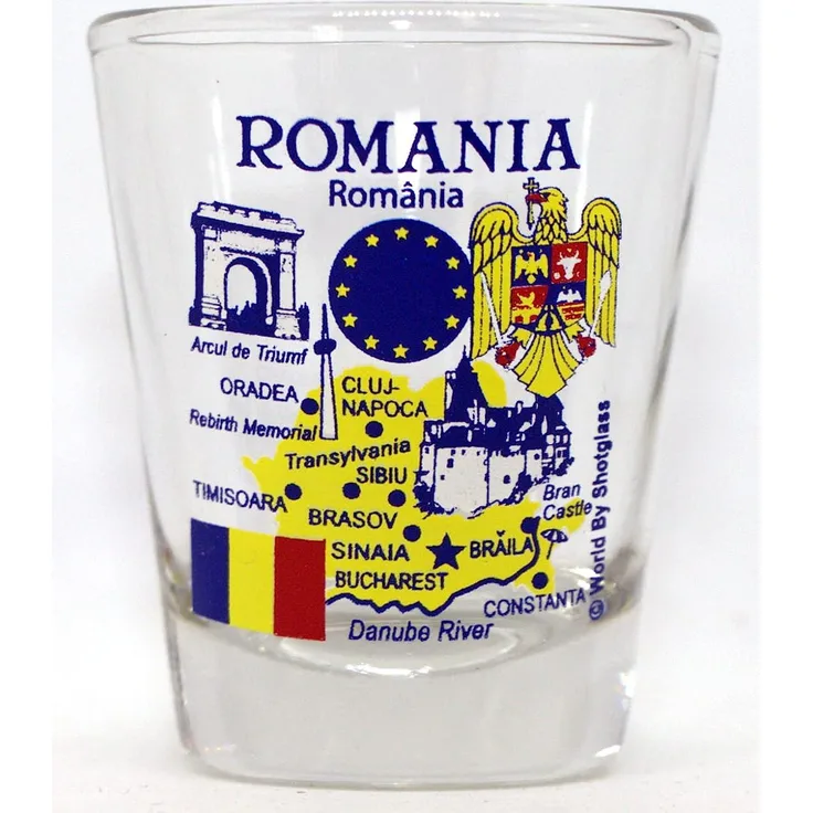 Romania EU Series Landmarks and Icons Shot Glass by World By Shotglass