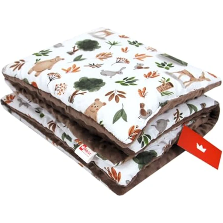 Kinderdecke BABYLUX Babydecke MINKY 2Set Kuscheldecke Decke 75 x 60cm Kinderwagen, BabyLux, MP152 - Braun + Wald – Bild 4