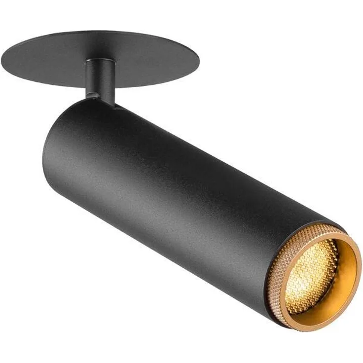 SLV GRIP! M, Deckeneinbauleuchte, PHASE, 3000 K, 42°, IP20, zylindrisch, schwarz / gold - Downlights