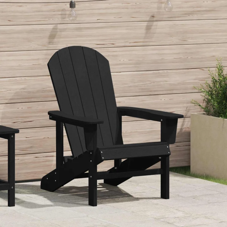 vidaXL Adirondack-Stuhl Schwarz 82 x 74 x 92 cm HDPE 42006623 – Bild 1