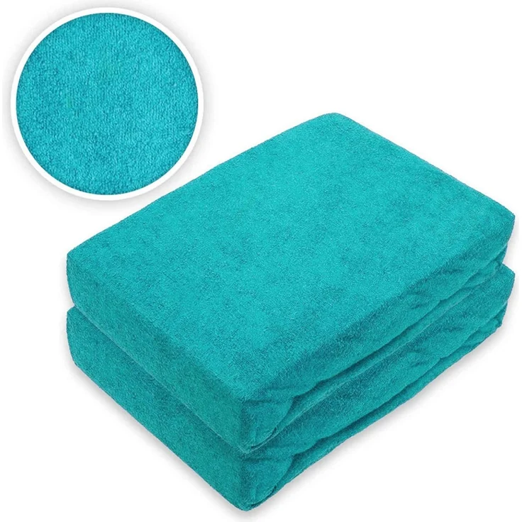 Frottee Spannbettlaken Doppelpack 60 - 70 x 140 cm Türkis – Bild 2