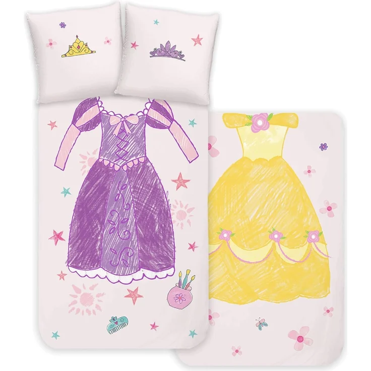 Disney Kinderbettwäsche Disney Home Princess Kinder Wendebettwäsche Set, 2 teilig, Mit Reißverschluss, 100% Baumwolle