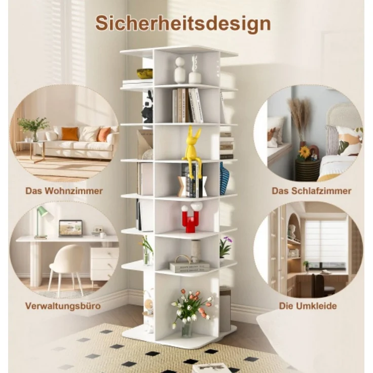ANYSUN Schuhschrank Schuhregal 360° drehbar, 7/8 Ebenen, platzsparender Schuhturm Freistehend, mit hohem Stiefelfach, für Flur, Ankleide & Schlafzimmer – Bild 4