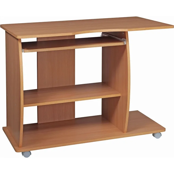 Wohnling 'David' Computertisch, mit Tastaturauszug, rollbar, Buche, 90 x 71 x 50 cm