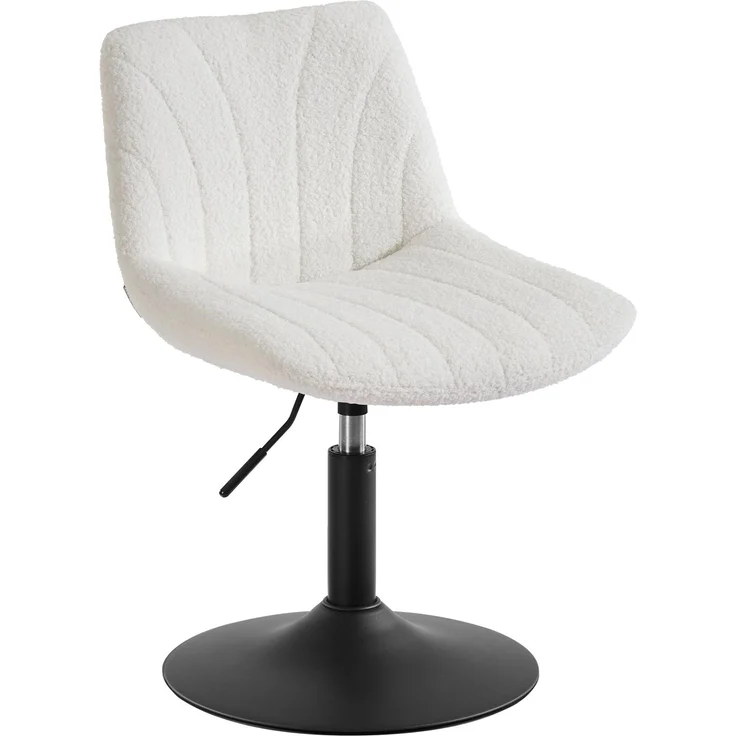 VASAGLE Schminkhocker, Schminkstuhl mit Rückenlehne, höhenverstellbar, um 360° drehbar, für Schlafzimmer, Esszimer, Sherpa-Bezug, cremeweiß LJB160WD01