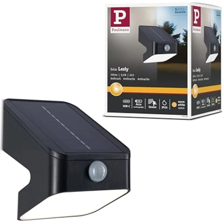 Paulmann 94608 Solar LED Wandfluter Lesly IP65 3000K Bewegungsmelder – Bild 1