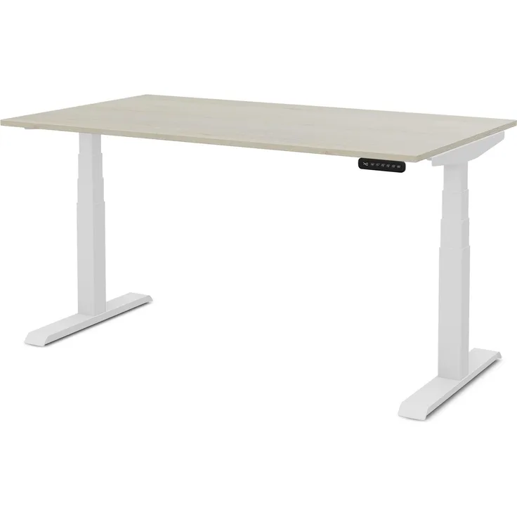 ASSMANN Elektrisch höhenverstellbarer Kinderschreibtisch JUNIOR 120x70cm Eiche Polar Signalweiß Metall Holz