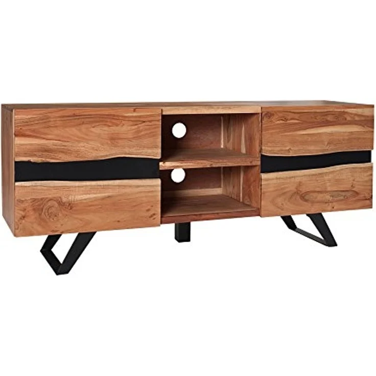 riess-ambiente Lowboard AMAZONAS 160cm natur, Massivholz · TV-Board · Baumkante · Akazie · Wohnzimmer – Bild 1