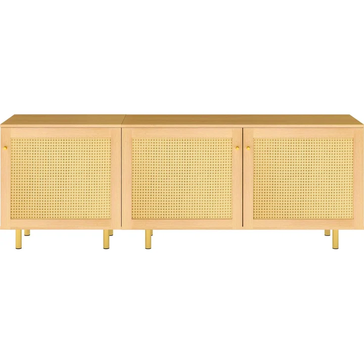 DESVIAE Sideboard modular mit 3 Türen 180x63x40 cm MDF Natur mit Metallfüßen – Bild 7