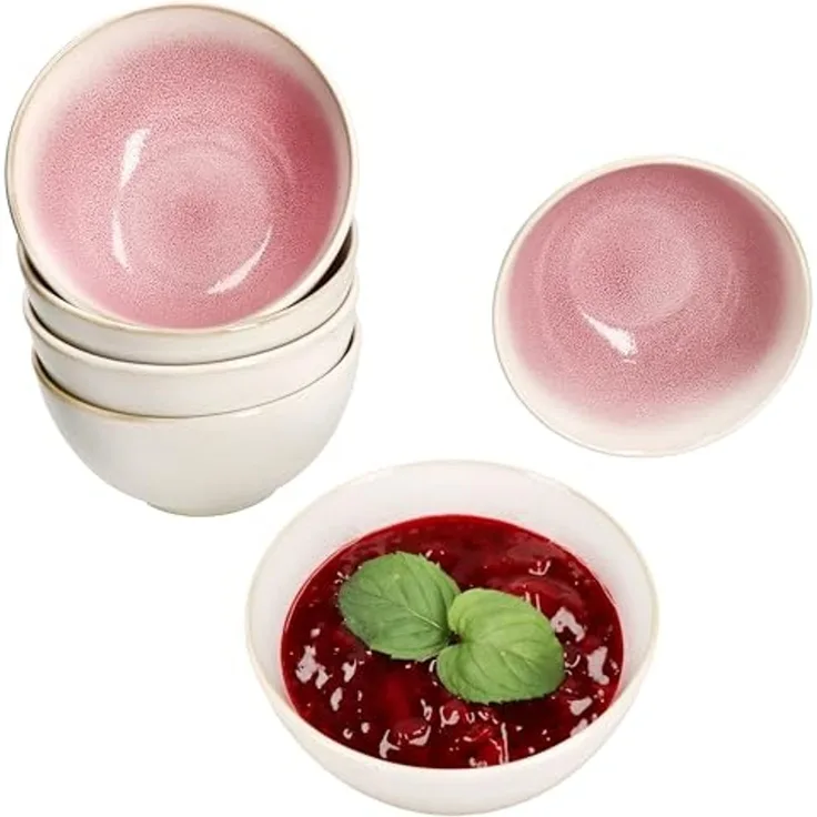 MamboCat Müslischale 6er Set Reactive Glaze Paris Müsli-Schale 400ml 6 Pers Pink Schüssel, Steingut