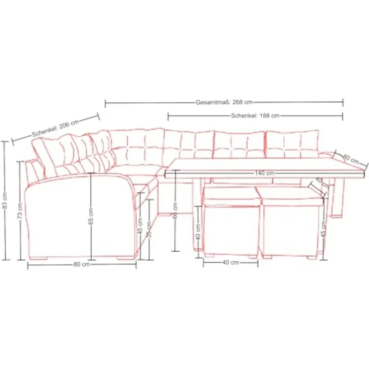 Destiny Gartenlounge-Set SANTA PONSA, (20-tlg, 2x Schenkel, 2x Hocker, 1x Tisch, inkl. Auflagen), Aluminium, Polyrattan – Bild 6