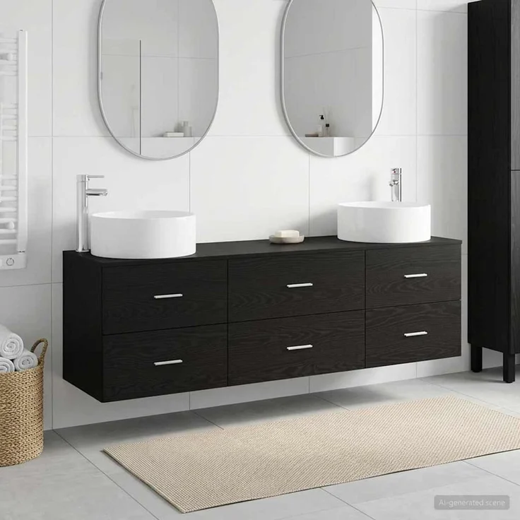 vidaXL Badezimmerschrank-Set 3 stk. Schwarz 161,5 x 44,5 x 80 cm 3405940 – Bild 1