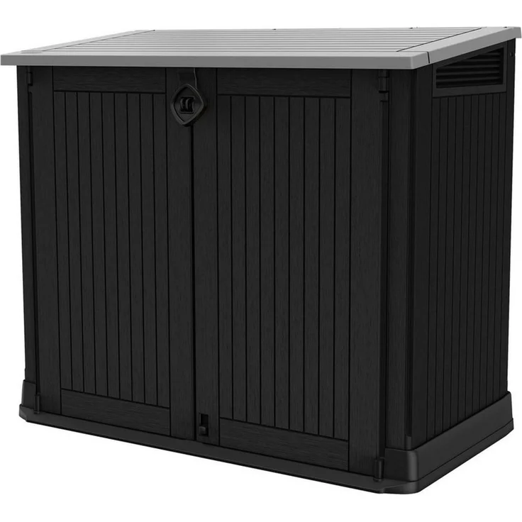 Keter Store-it-Out Midi Mülltonnenbox, 130 x 74 x 110 cm, Robuste Abfallbehälter-Lösung, 845L, Wetterfest, Grau/Schwarz, UV-beständiges Polypropylen, Abschließbar – Bild 1