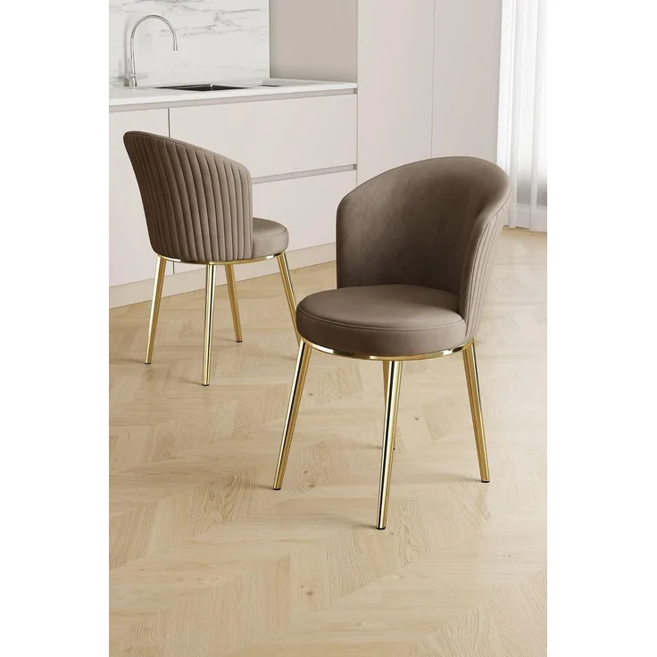 Skye Decor 'Risa - Cappuccino, Gold' Stuhlset (2-teilig), Cappuccino / Gold, 45 x 87 x 41 cm – Bild 2