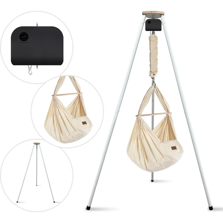 Federwiege mit Tipi und Motor Bio Kunstfaser Weiß Motor Anthrazit – Bild 2