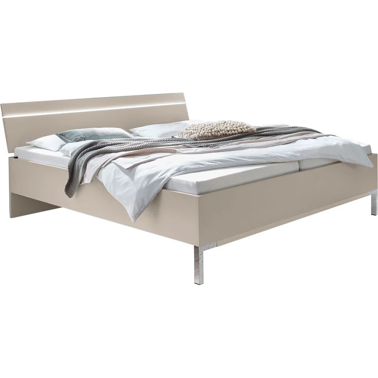 Bett Bergamo / Bari, Glas, Holzwerkstoff, Beige, 185 x 86 x 205 cm