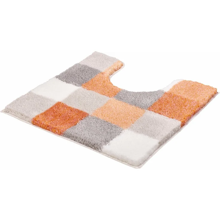 Kleine Wolke Badematte Caro, Höhe 25 mm, rutschhemmend beschichtet, fußbodenheizungsgeeignet, Kunstfaser, quadratisch, WC Vorleger mit Ausschnitt, Badteppich, modernes Karo-Muster, Pastell-Farben, waschbar – Bild 5