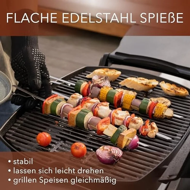 AVANA Grillspieß lange Spieße aus Edelstahl wiederverwendbar Grill 43cm Fleischspieße (10-St), für Fleisch & Gemüse – Bild 5