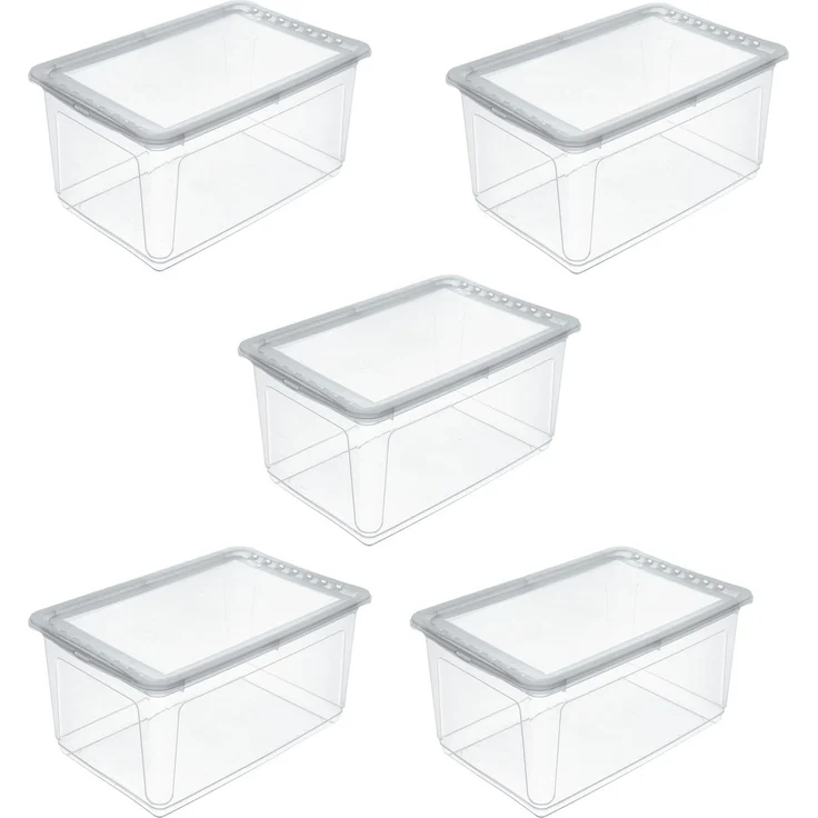 keeeper bea 5x Aufbewahrungsbox mit Air Control System, 59 x 39 x 27 cm, 43 l, Transparent