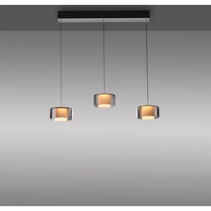 Paul Neuhaus LED-Hängelampe Rika, 71 cm, dreiflammig, dimmbar, höhenverstellbar, Glas, schwarz – Bild 3