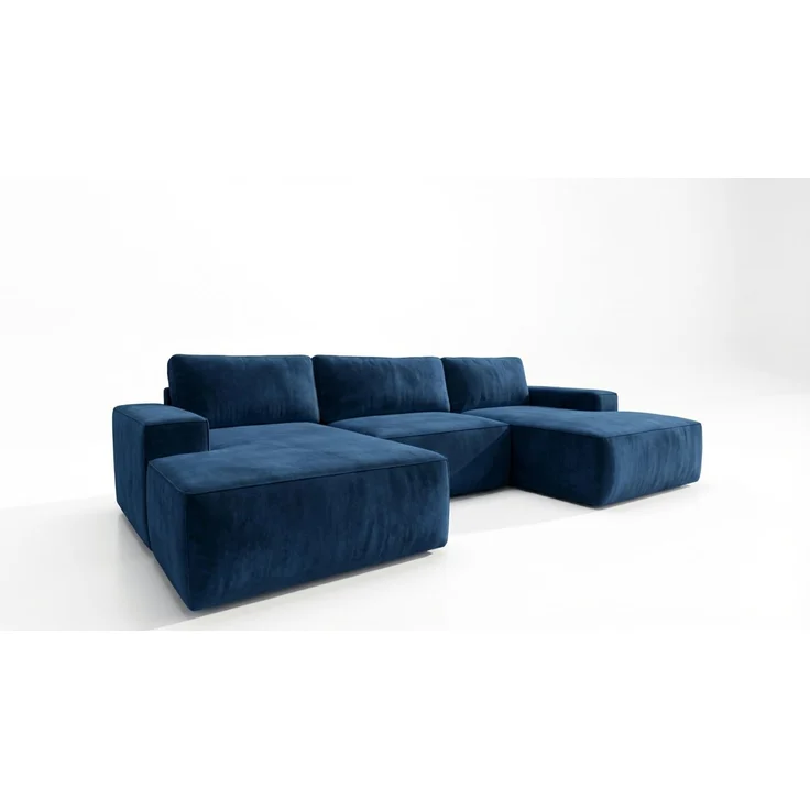 Ecksofa EINAR 362x170 cm mit Schlaffunktion, Bonellfederkern und Bettkasten, Farbe: Blau – Bild 2