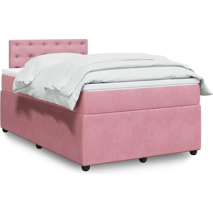 vidaXL Boxspringbett mit Matratze Rosa 120x200 cm Samt 3290027 – Bild 1