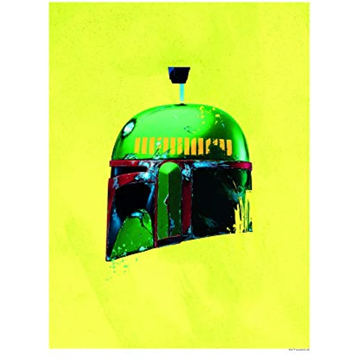 Komar Wandbild | Star Wars Classic Helmets Boba Fett | Hochwertiger Kunstdruck, 40 x 50 cm, für Kinderzimmer und Jugendzimmer, ohne Rahmen, gelungene Pop-Art Collage – Bild 1