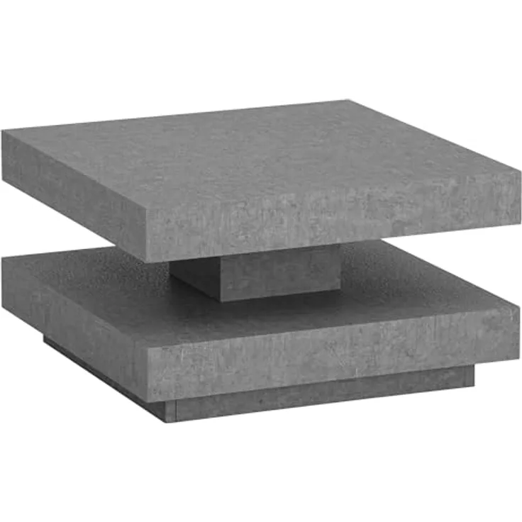 Livetastic Couchtisch, Grau, quadratisch aus Holzwerkstoff in Betonoptik, 60x34x60 cm, einfacher Aufbau