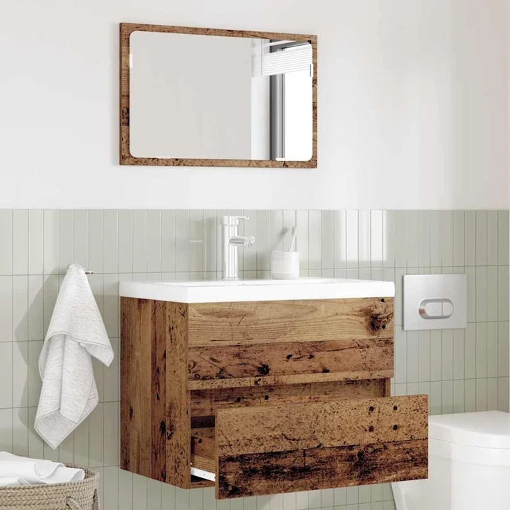 vidaXL Badezimmermöbel-Set 2 pcs Altholz Sperrholz und Metall 875432 – Bild 1