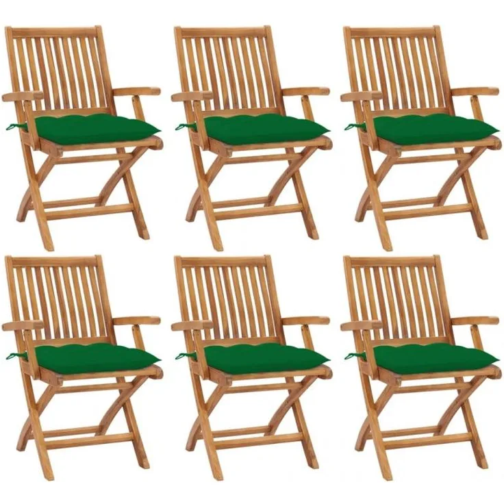 Klappbare Gartenstühle mit Kissen 6 Stk. Massivholz Teak