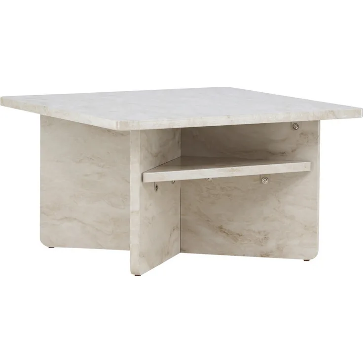 Livetastic Couchtisch, Beige, quadratisch, Holzwerkstoff in Marmoroptik, 75x42x75 cm für das Wohnzimmer