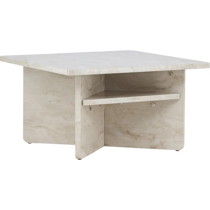 Livetastic Couchtisch, Beige, quadratisch, Holzwerkstoff in Marmoroptik, 75x42x75 cm für das Wohnzimmer