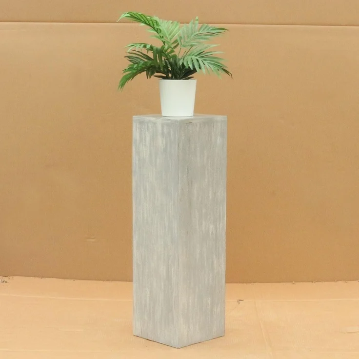 Oriental Galerie Blumenhocker Holz Säule Viereckig Podest grauwash klein 65 cm (1 St) – Bild 8