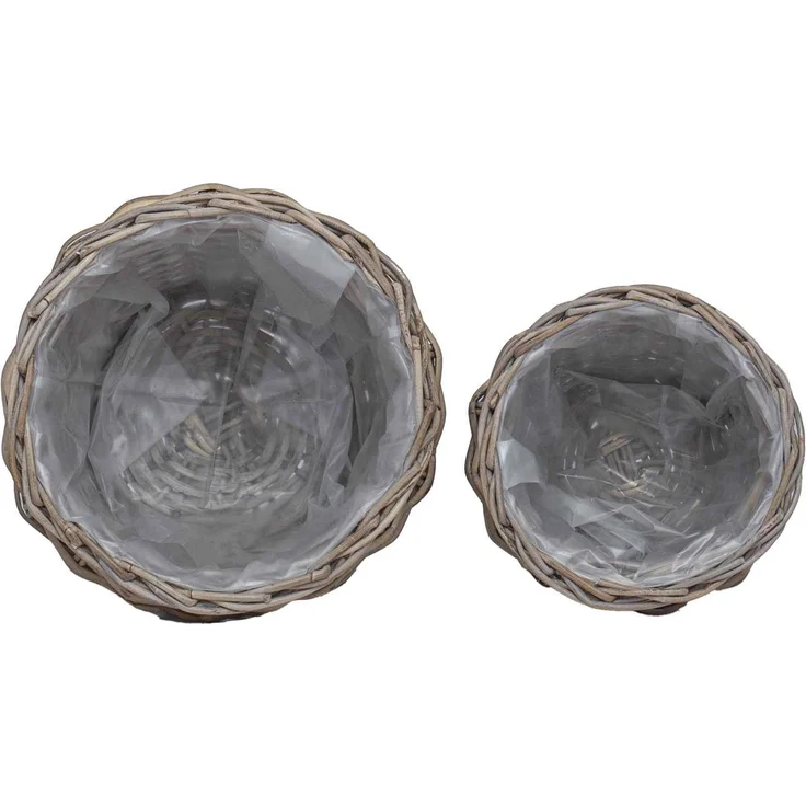 vidaXL Blumentopfkorb GENDT 2 stk. Natürliches Grau Kubu Rattan 42020959 – Bild 6