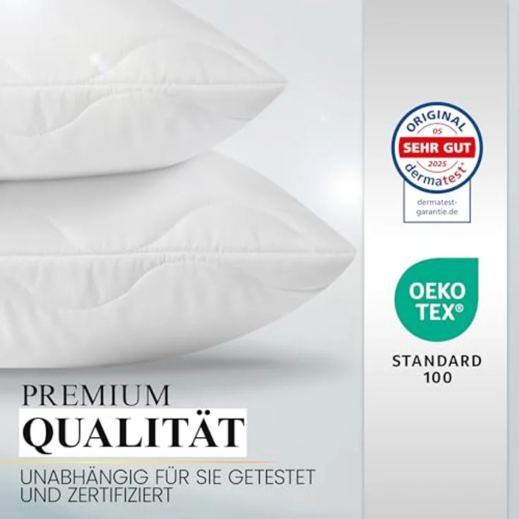 Gentle North Microfaserkissen Hochwertige Kopfkissen in Hotelqualität verschiedene Größen, Füllung: 100% Polyester, Seitschläfer, Rückenschläfer, Seitenschläfer, Bauchschläfer, 1- oder 2-tlg, Reißverschluss für Füllung, waschbar, Made in EU, allergiker... – Bild 8