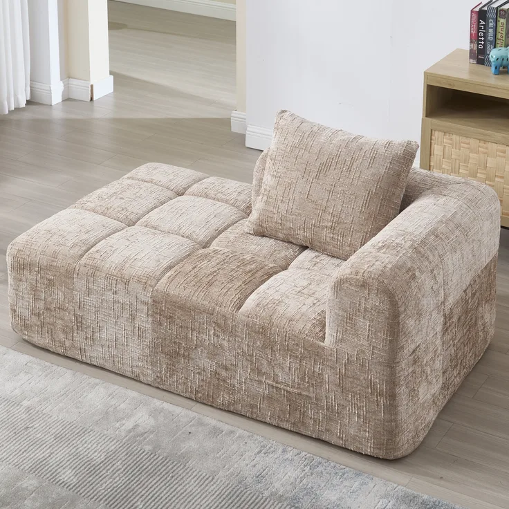 LVHOM Chaiselongue Schlafsofa mit Kissen, Lounge Sessel Relaxsessel Einzelsessel mit Seitentasche, Sofa Schlaffunktion, Sessel für Wohnzimmer
