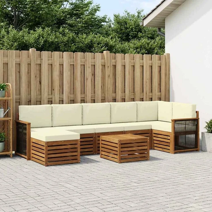 vidaXL Outdoor-Sofagarnitur 8 stk. 8-Sitzer Natur und Creme 3384651 – Bild 1
