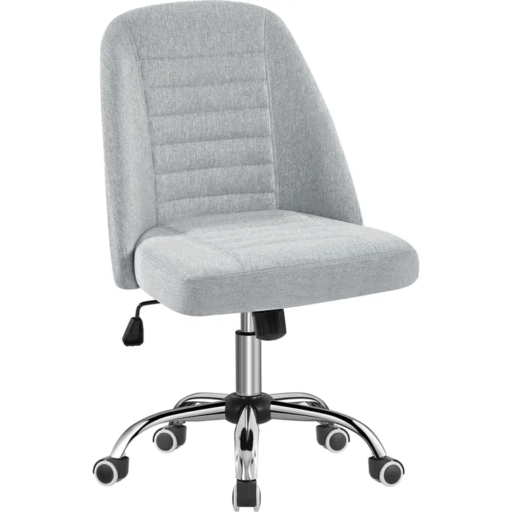 Yaheetech Bürostuhl Schreibtischstuhl Ergonomisch Gepolstert Stoff Drehstuhl mit Rollen Arbeitshocker ohne Armlehne Chefsessel höhenverstellbar